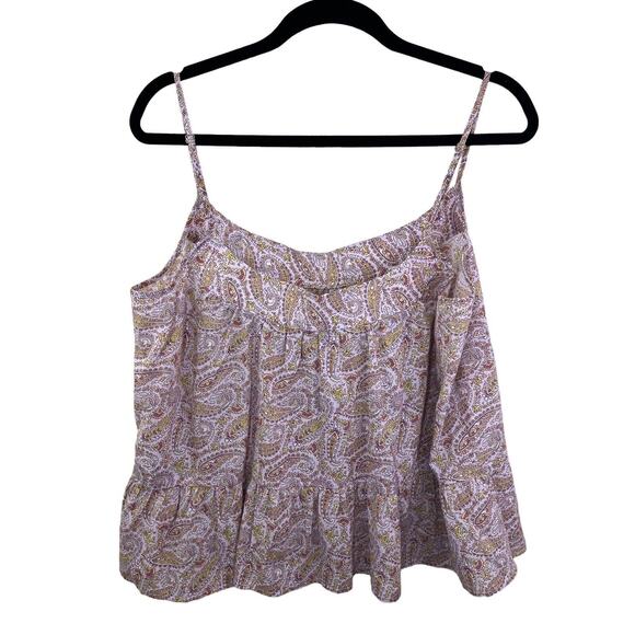 J. Crew Ruffle Tank Top Pink Paisley Large NWT Babydoll Cami Y2K Fairy Cottage - Picture 2 of 9